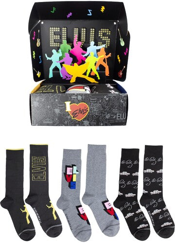 Perri's Elvis Presley 3d Pop Up Sock 3 Pck Gift Bx - Perri's Elvis Presley 3d Pop Up Sock 3 Pck Gift Bx - Apparel