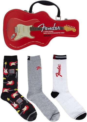 Perri's Fender Crew Socks 3 Pack Guitar Shape Tin - Perri's Fender Crew Socks 3 Pack Guitar Shape Tin - Apparel
