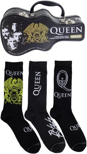 Perri's Queen Crew Socks 3 Pack Guitar Shape Tin - Perri's Queen Crew Socks 3 Pack Guitar Shape Tin - Apparel