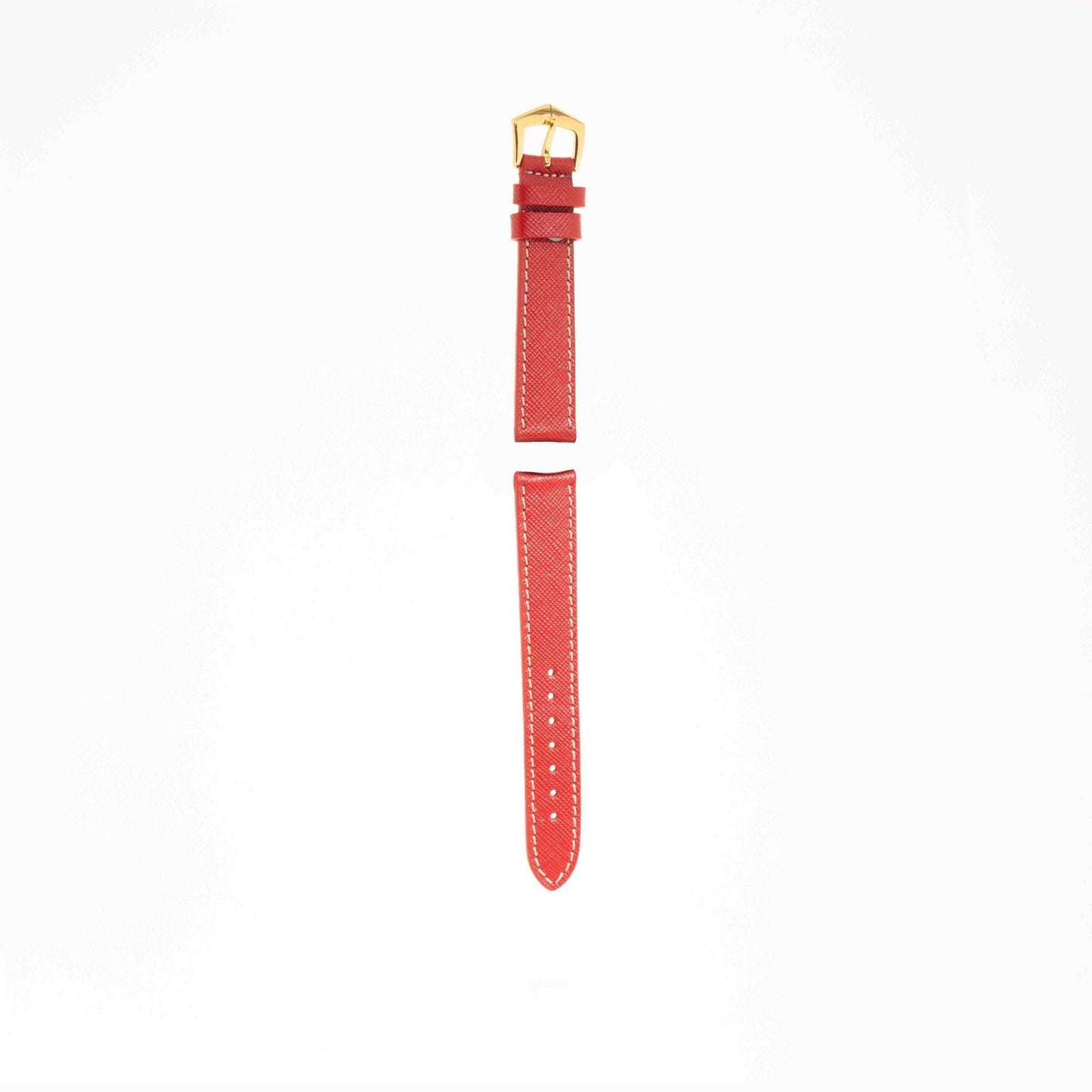 Red Hammered Calfskin Ecru Stitches Watch strap