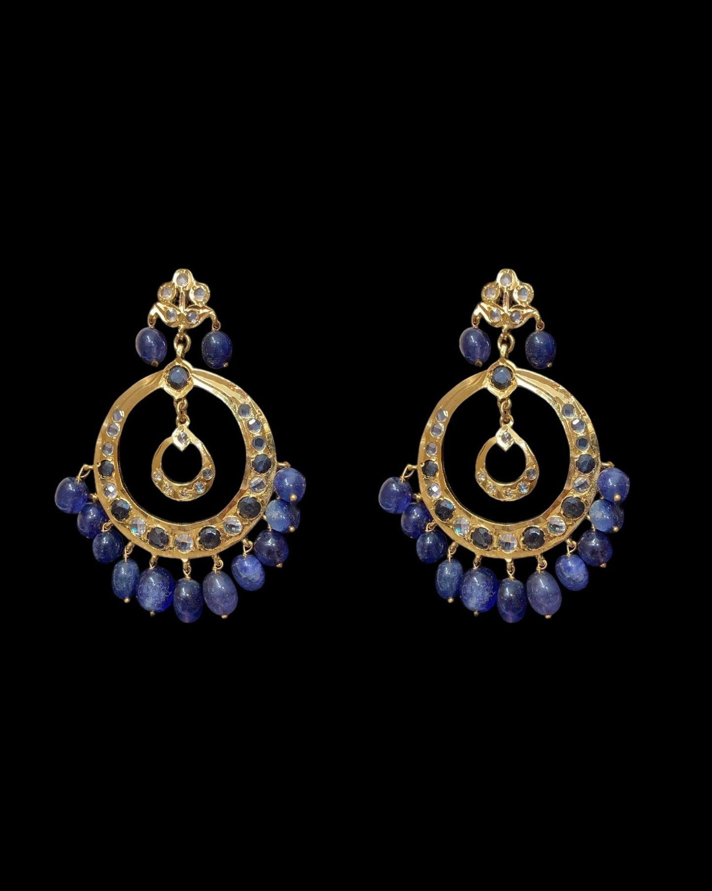 Tirmani Necklace Set with chandbali Earrings – 22K Gold-Plated Jewelry with Freshwater Pearls and sapphire
( SHIPS IN 4 WEEKS )