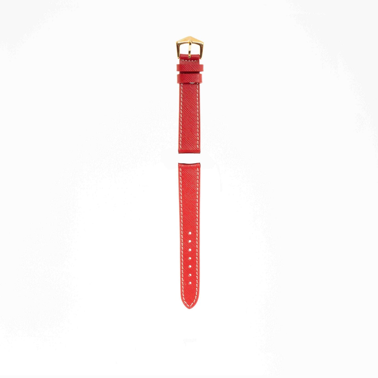 Red Hammered Calfskin Ecru Stitches Watch strap