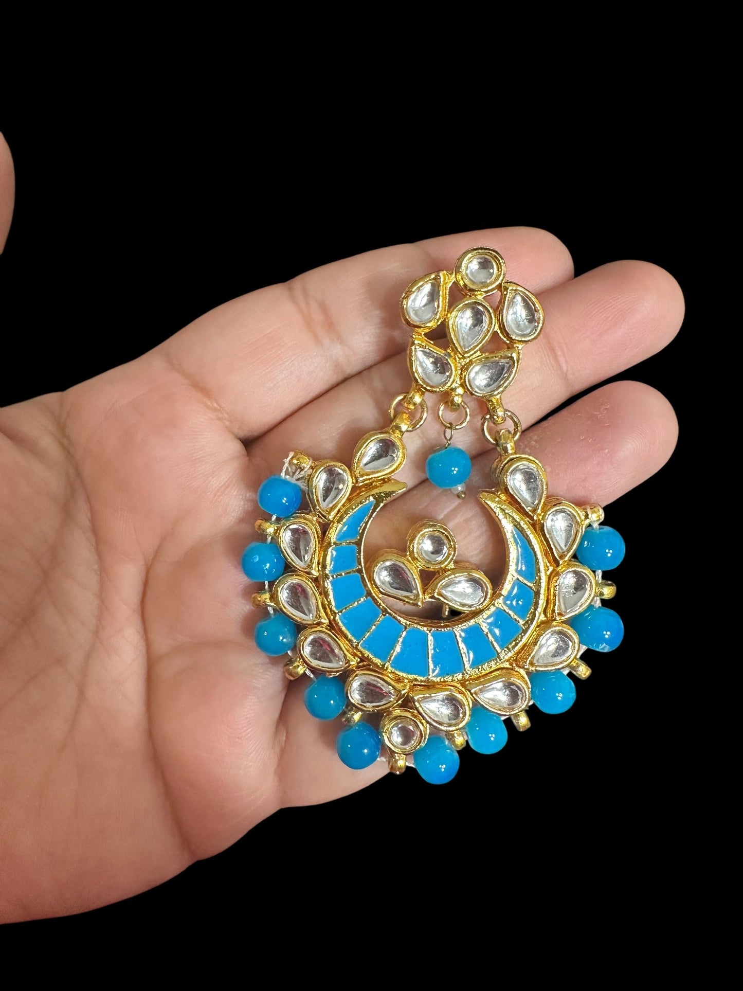 Kundan meena earrings - turquoise ( READY TO SHIP )
