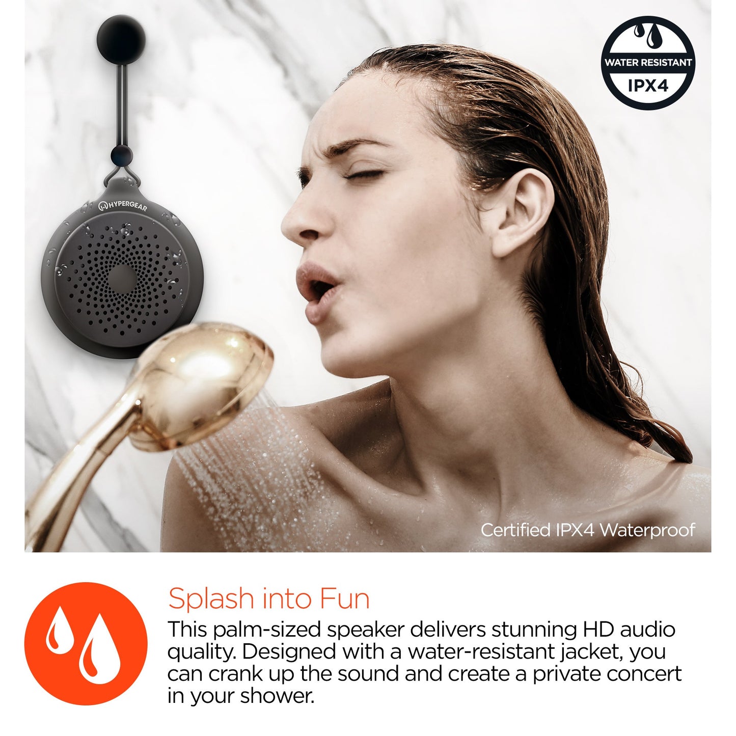HyperGear Splash Water Resistant Wireless Speaker for Camping (SPLASH-PRNT)