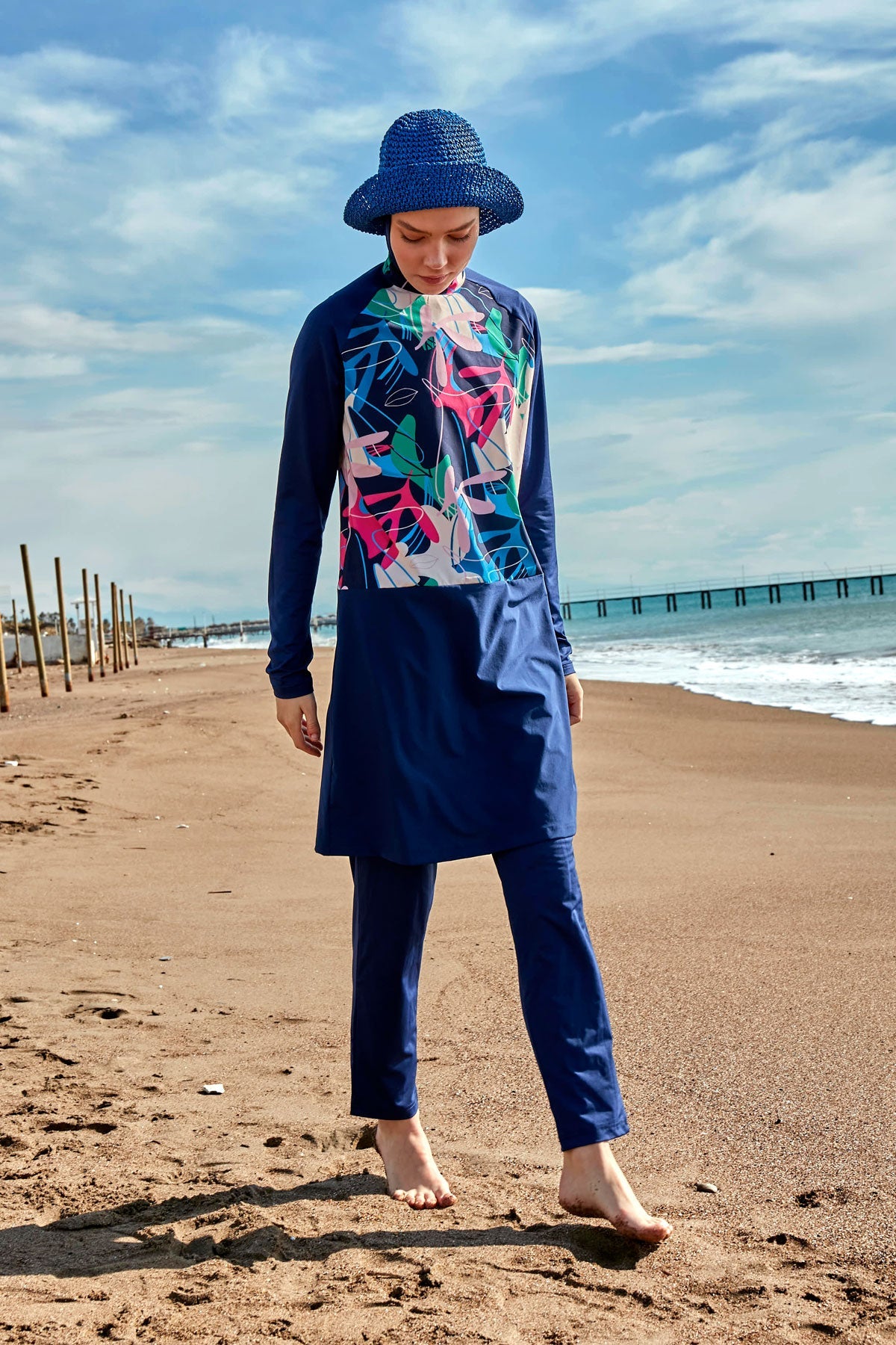 Lycra Navy Burkini Modest Swimwear M2497