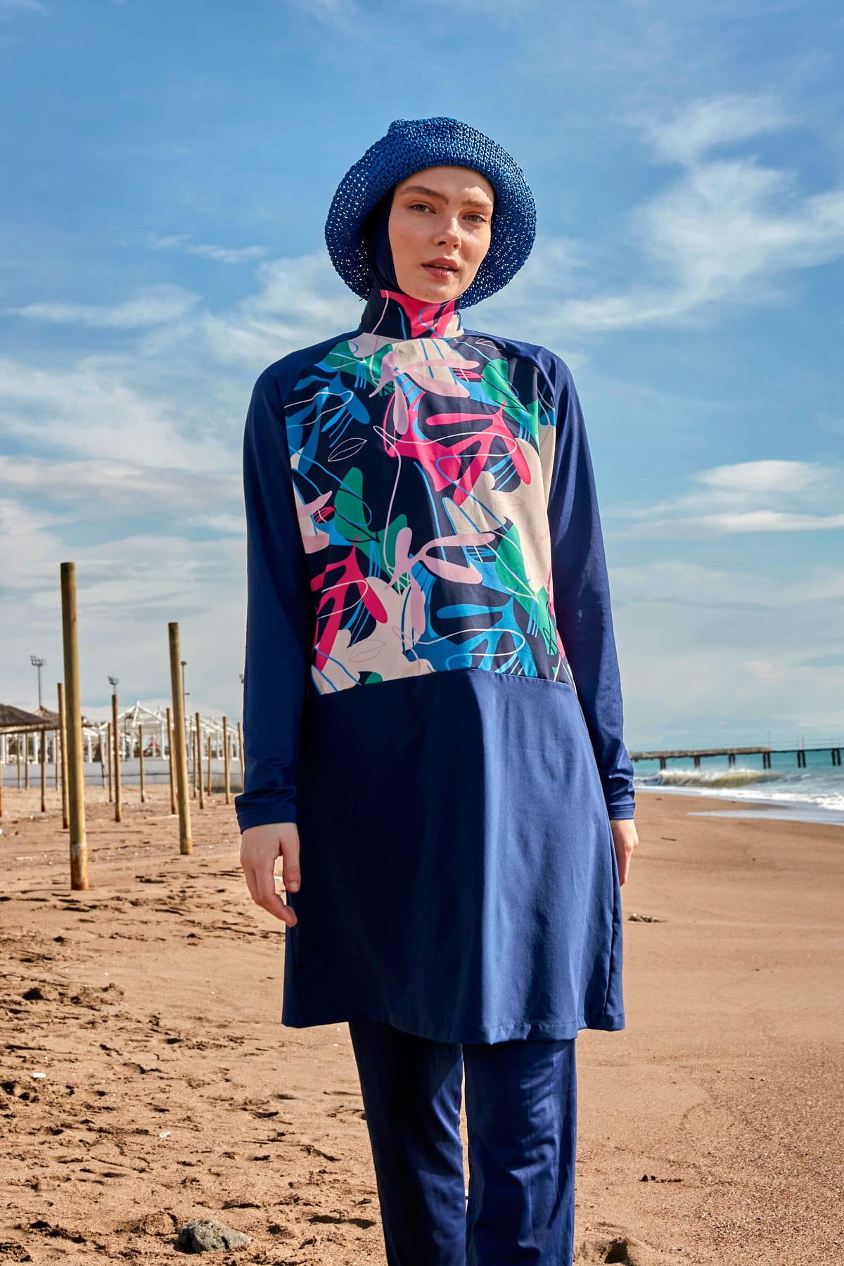 Lycra Navy Burkini Modest Swimwear M2497