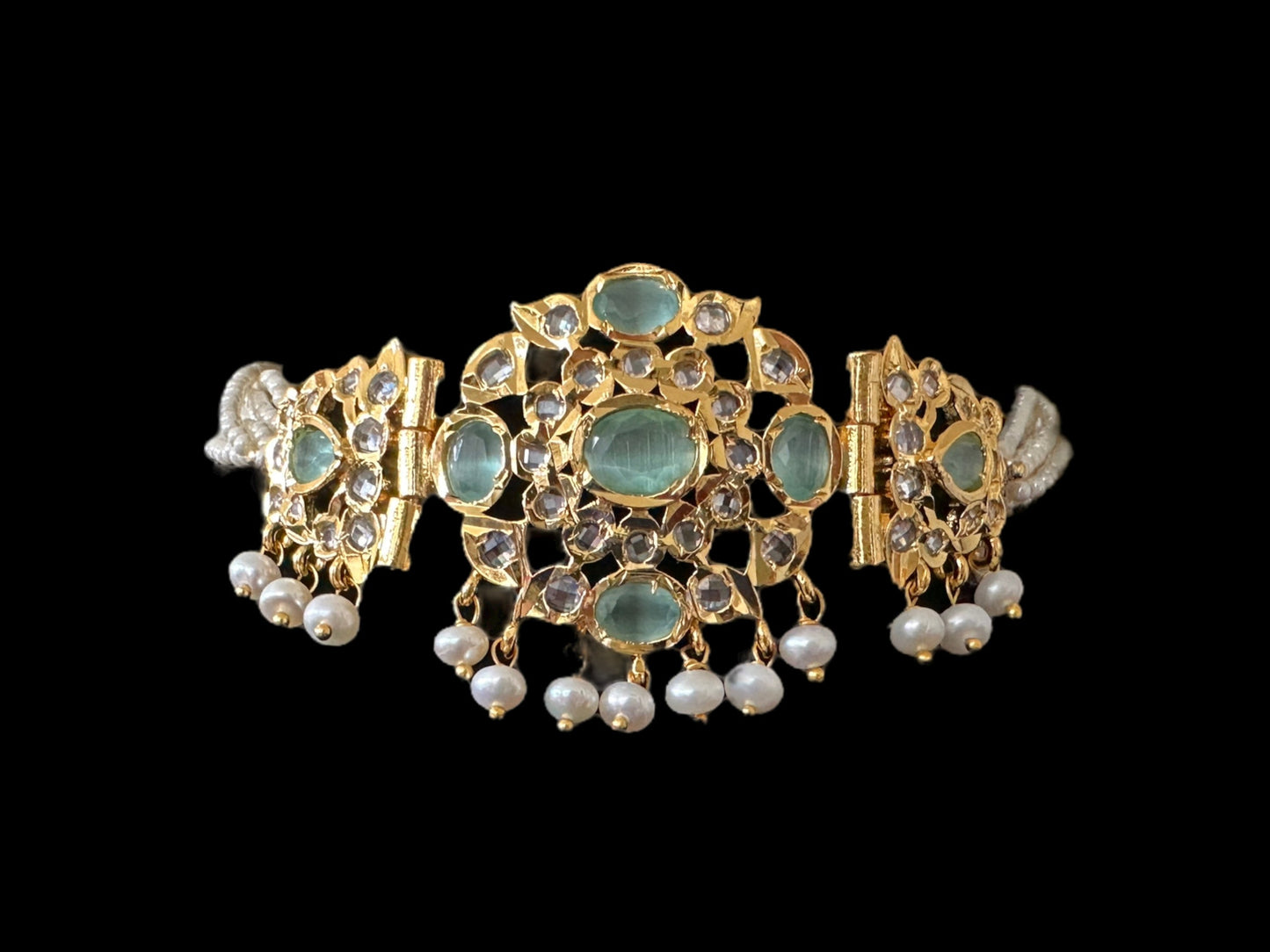 C304 MUSHK hyderabadi choker with earrings -MINT ( READY TO SHIP )