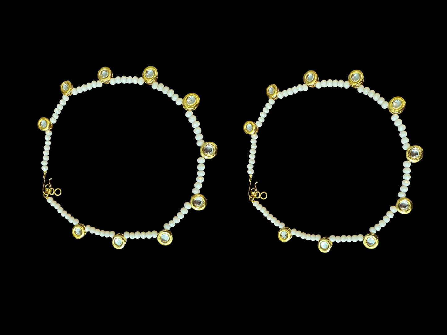 Kundan and peach beads anklets ( READY TO SHIP )