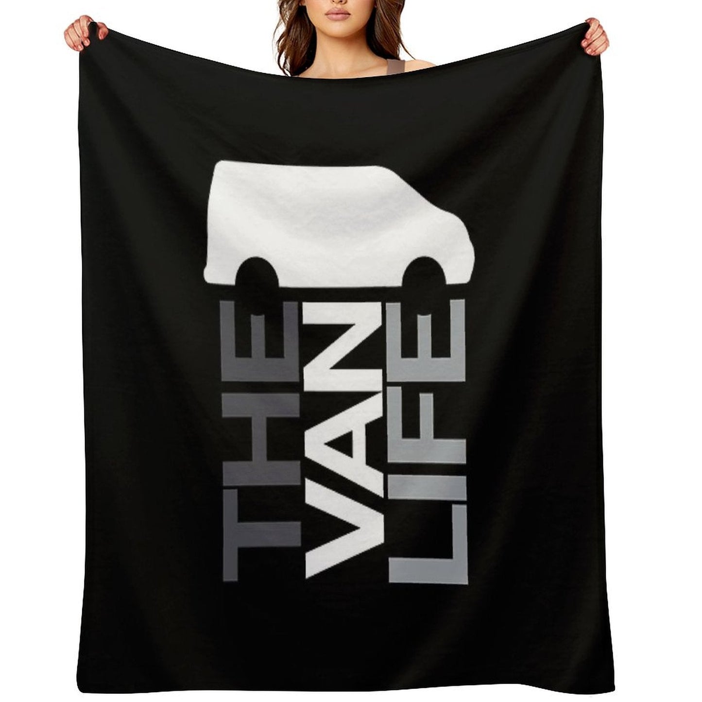 The Van Life Logo Greyscale Throw Blanket