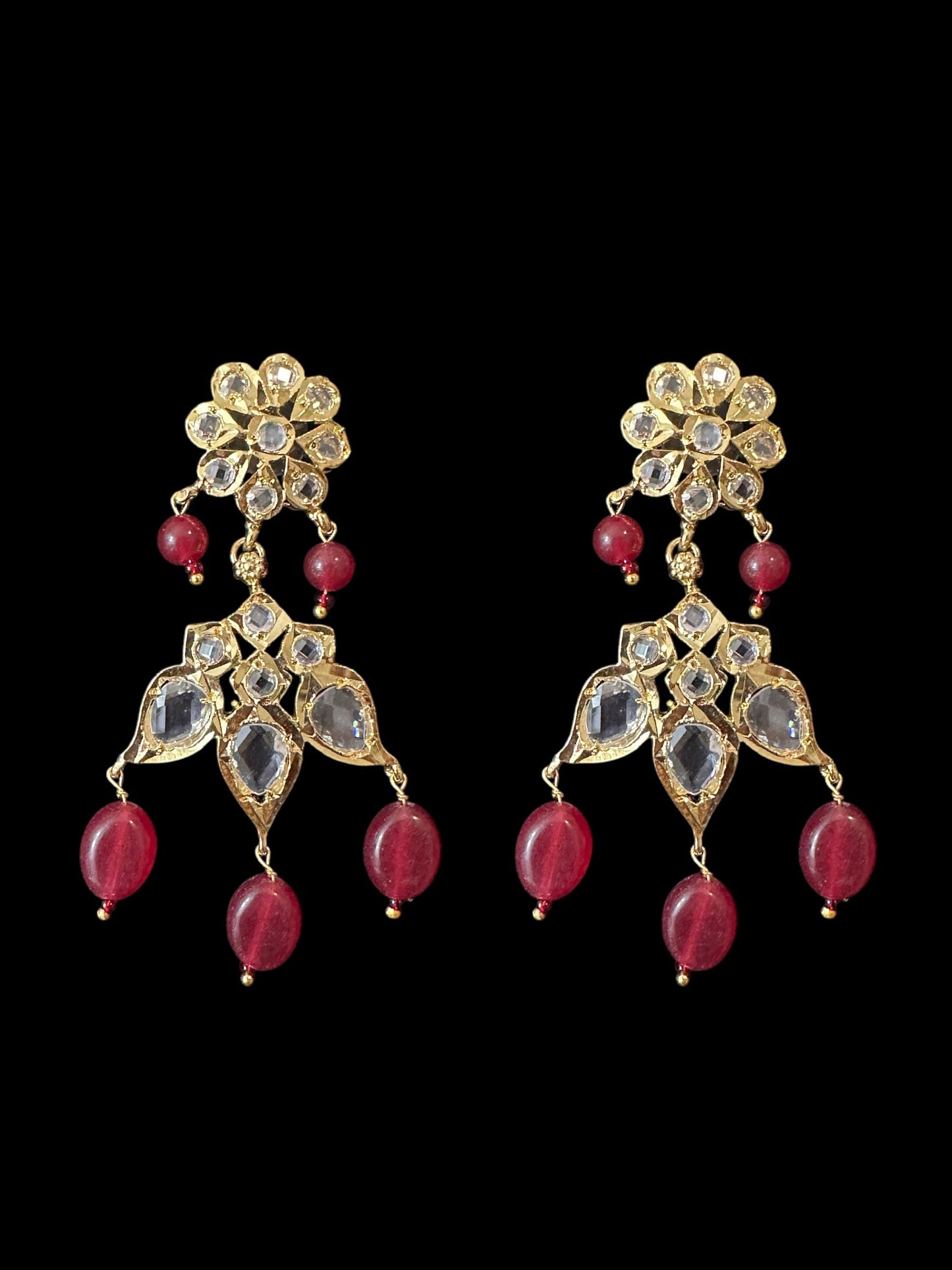DLN105 Erica pathani haar with earrings in rubies ( READY TO SHIP )