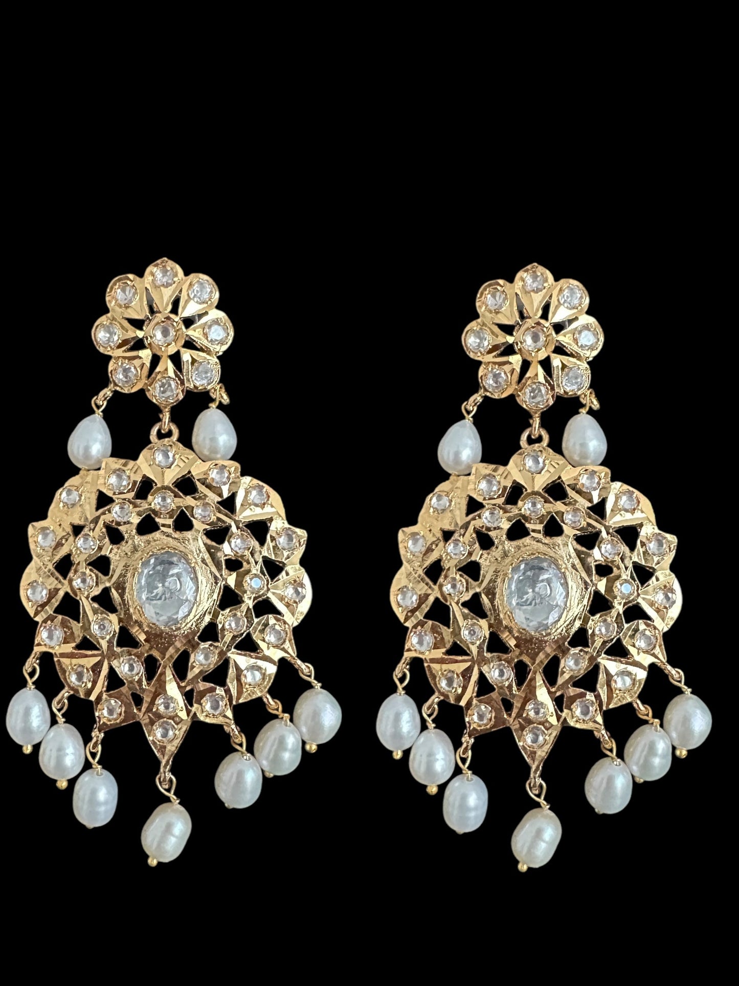 DLN119 Moissanite Polki Asif jaahi Rani haar with pearls ( READY TO SHIP )