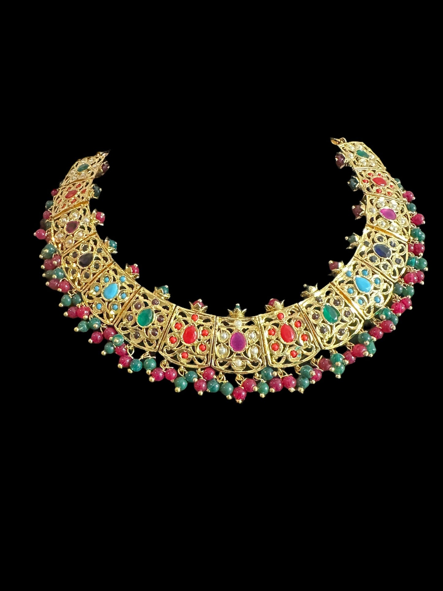 DNS161 Badia in navratan with pearls ( READY TO SHIP )