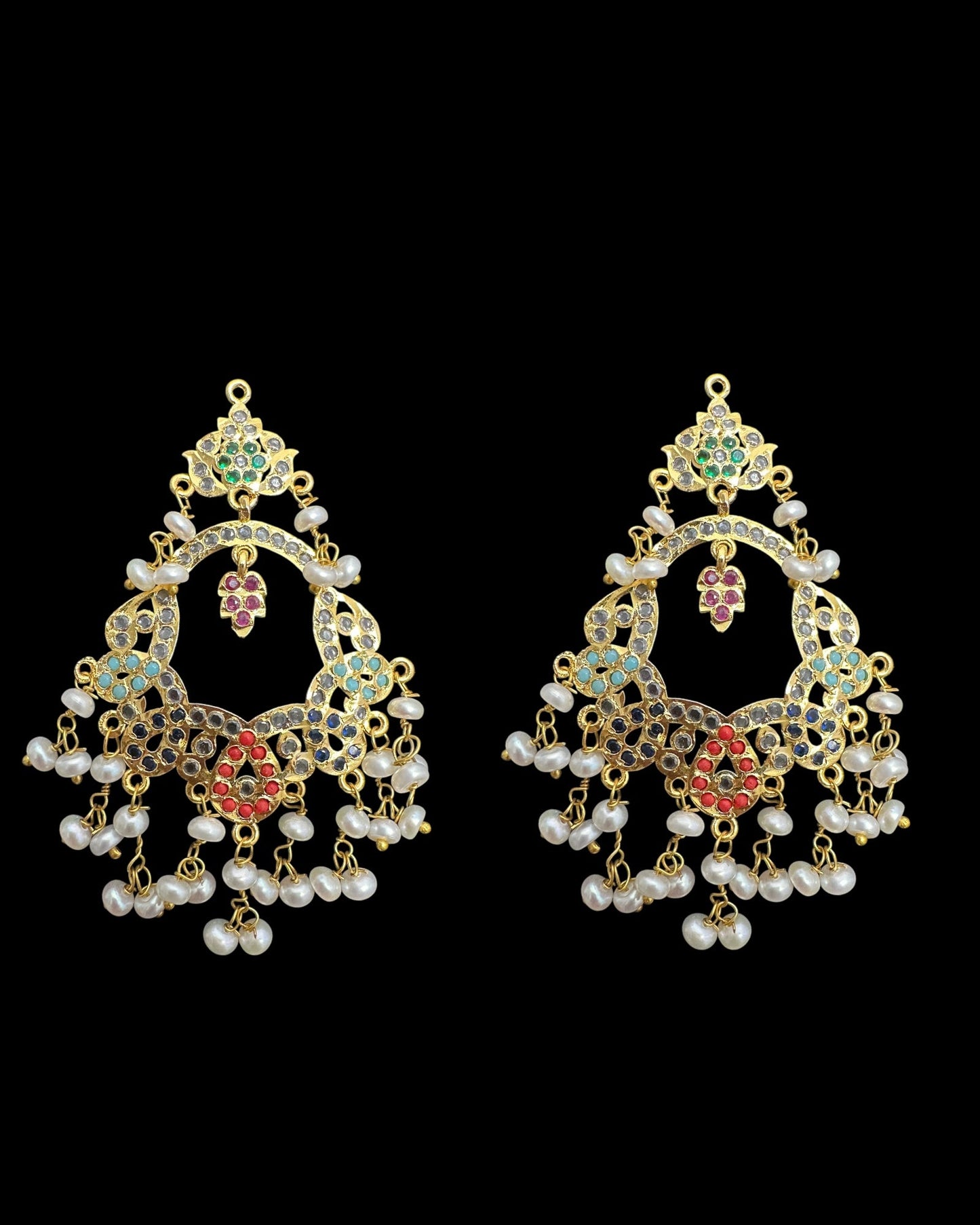 C543 Nishat fresh water pearl choker with earrings -Navratan ( READY TO SHIP )