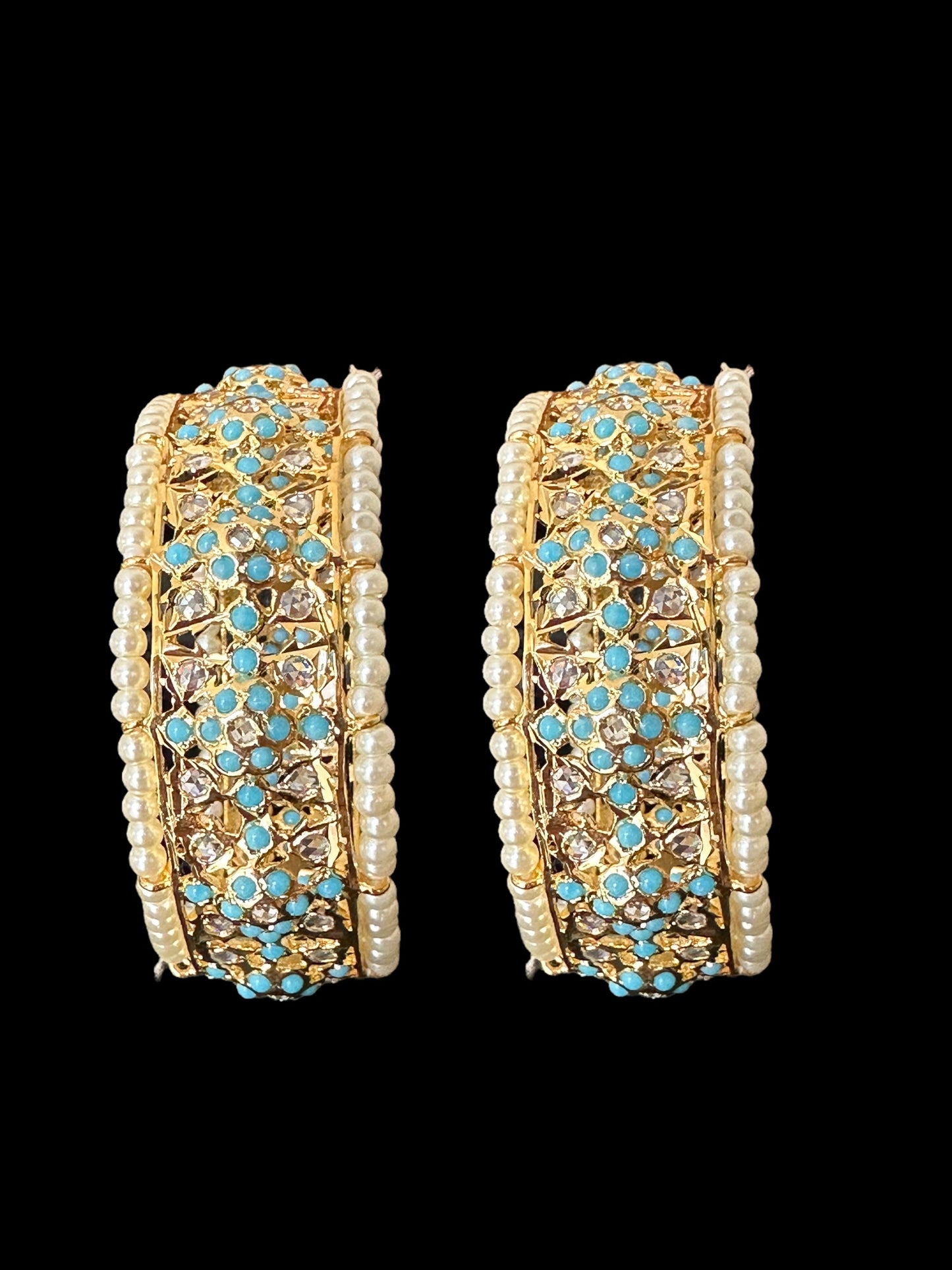 B185 Azmah turquoise and pearl bangles ( READY TO SHIP )