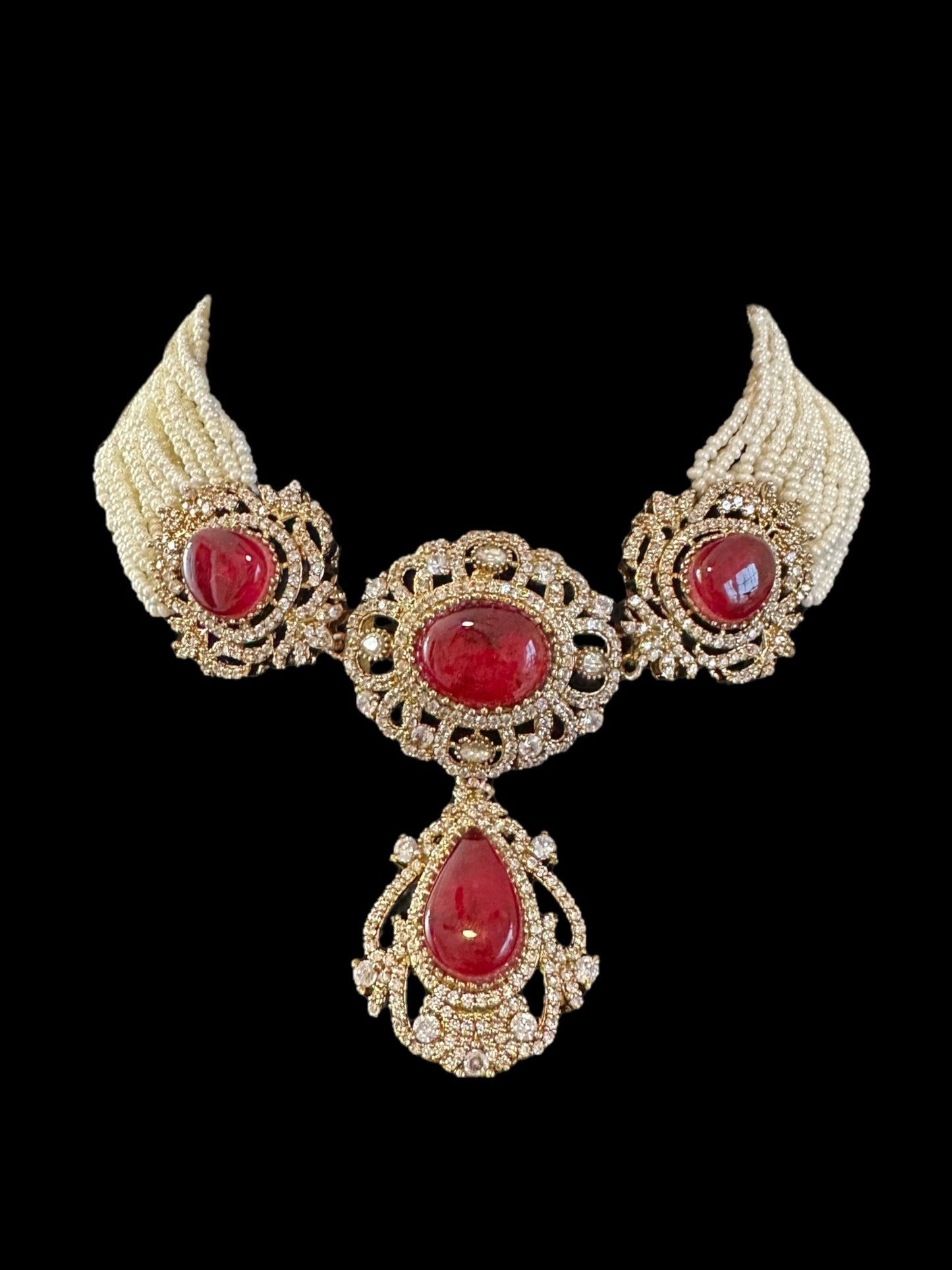 C531 Victorian choker set in ruby ( READY TO SHIP )