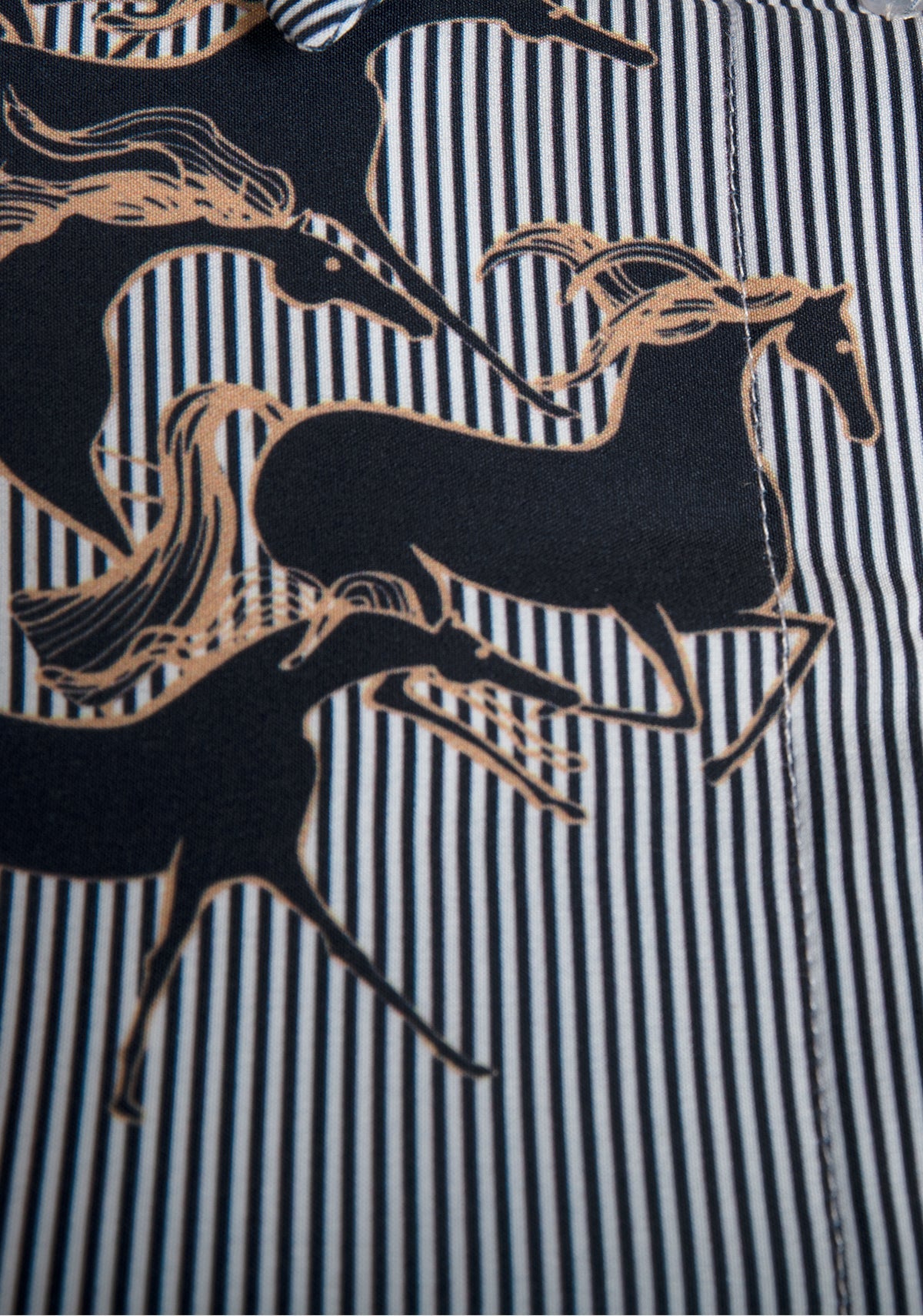 Running Horses Navy Ladies’ Button Sun Shirt