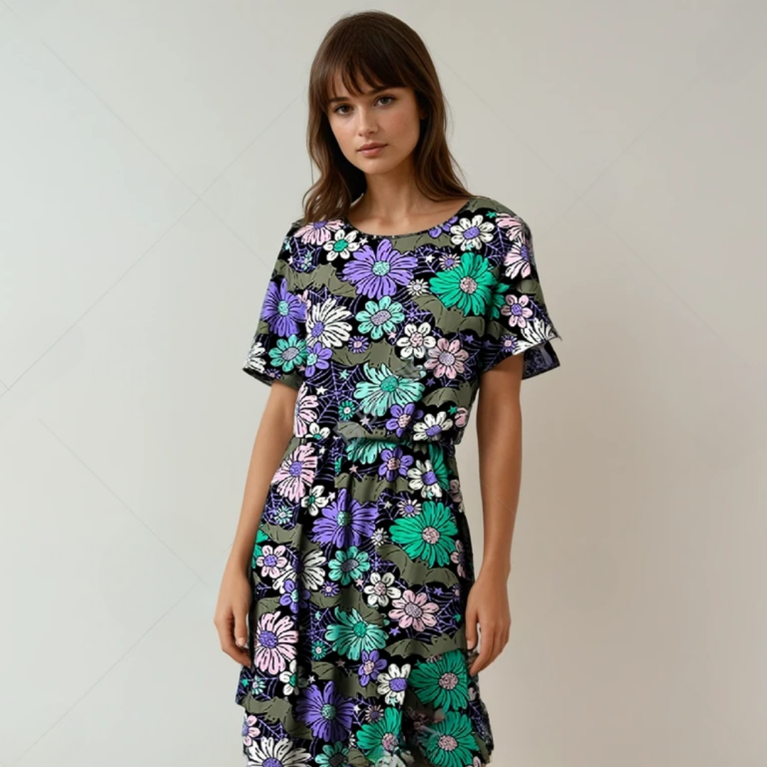 CANCELLED Pastel Goth Fit-and-Flare Short Midi Dress with Pockets - High-quality Handcrafted Vibrant Dresses