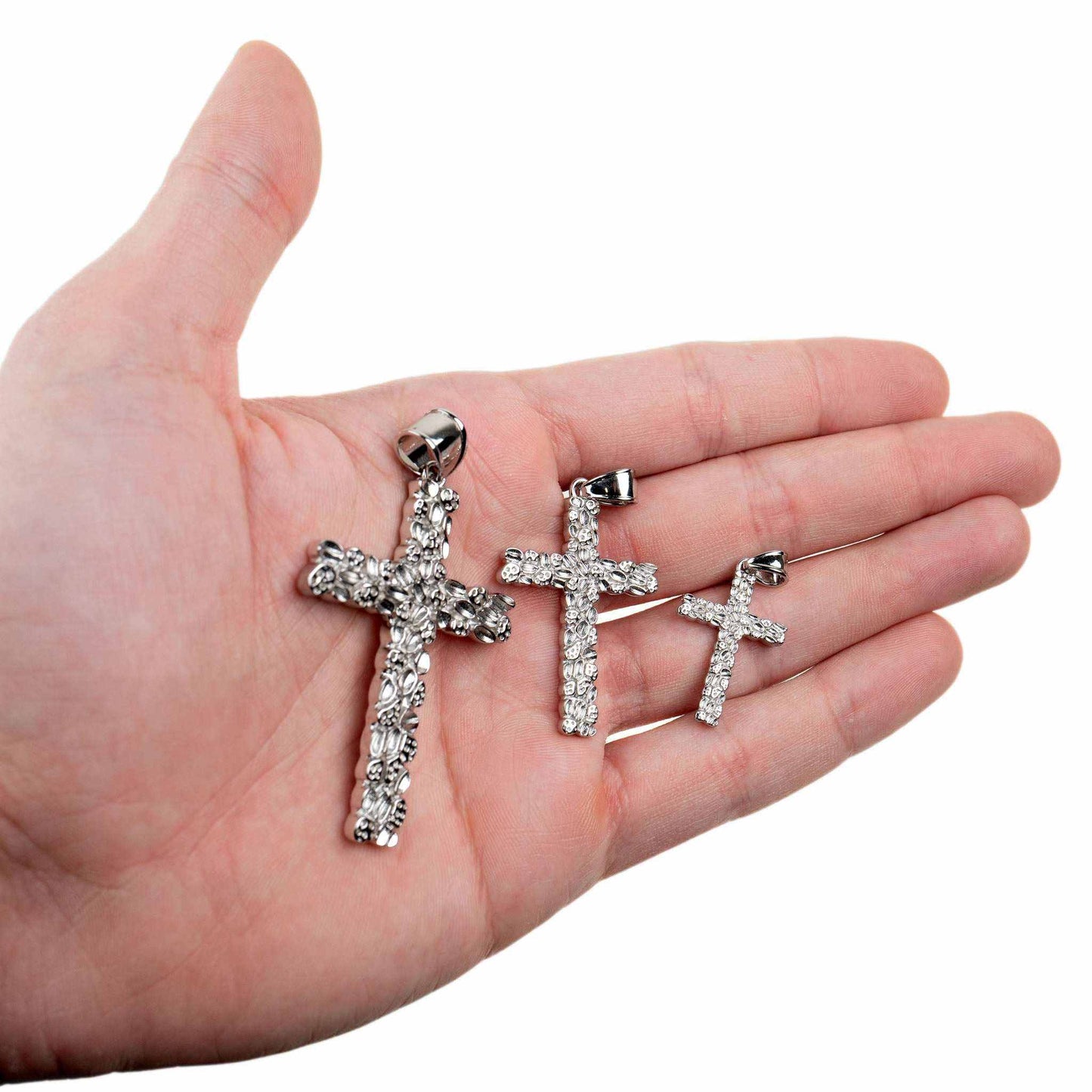 Nugget Cross Pendant in 925 Sterling Silver