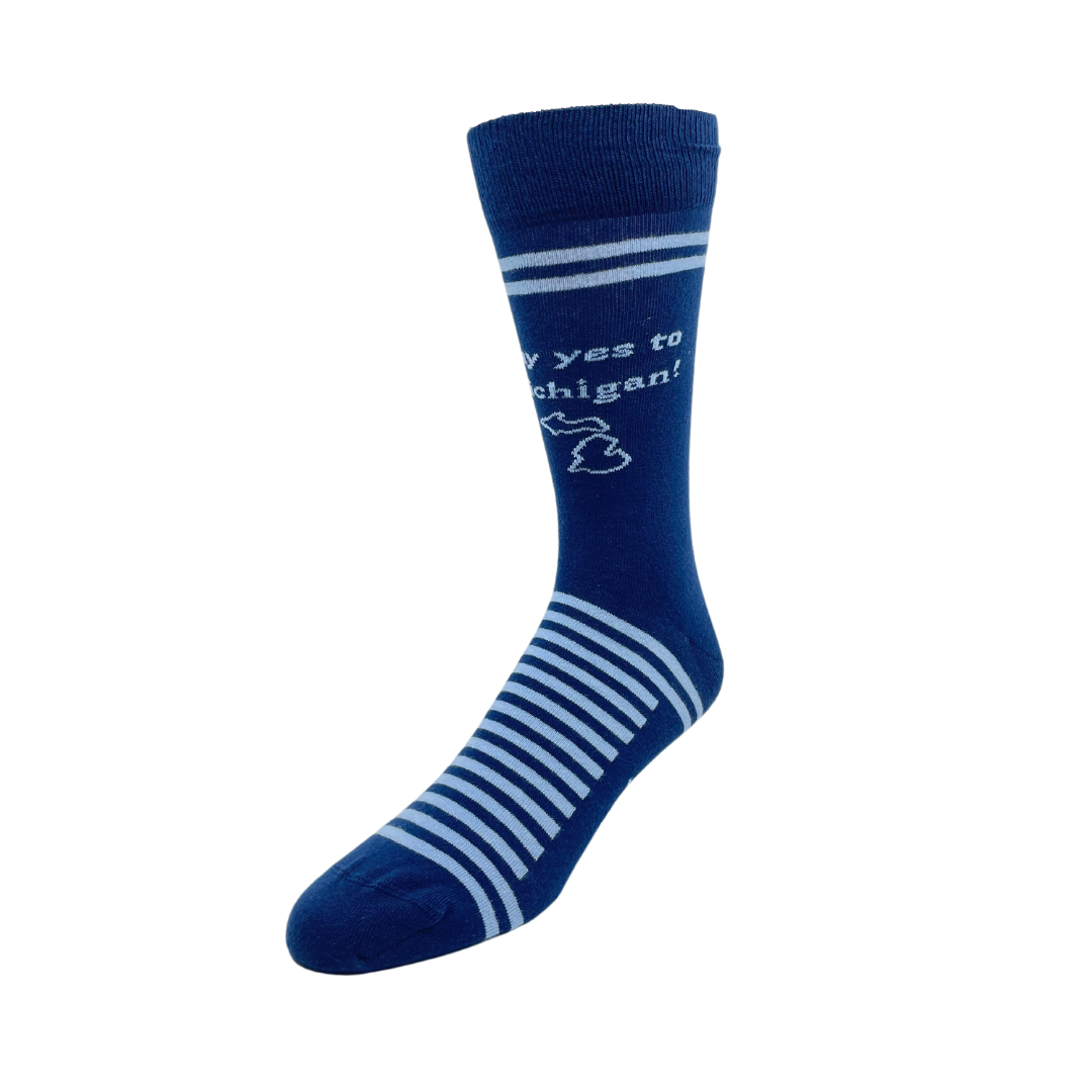Blue Yes to Michigan Dress Socks
