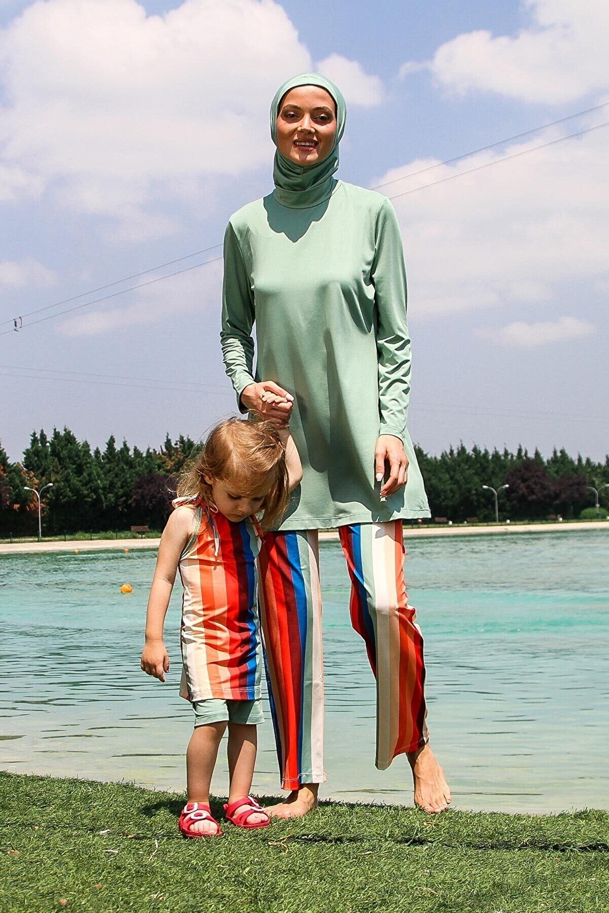 Lycra Green Kids Swimsuit K2210