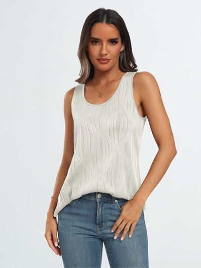 Round Neck Wide Strap Tank - Sybaritic Boutique