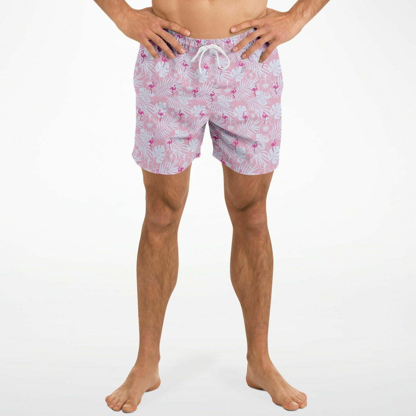 Rad Palm Party Like A Flock Star Pink Men's Swim Trunks