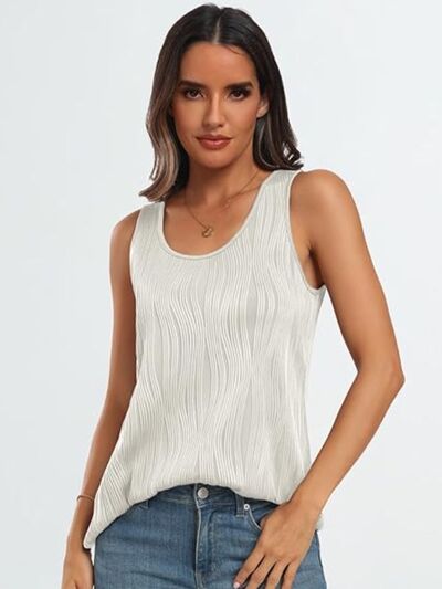 Round Neck Wide Strap Tank - Sybaritic Boutique