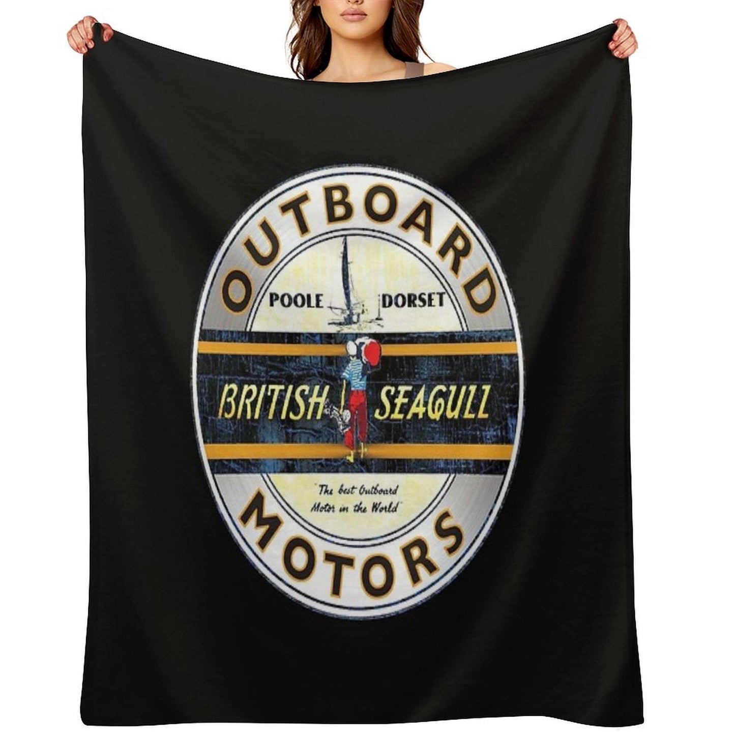 British Seagull Outboard Motors UK Sticker Throw Blanket