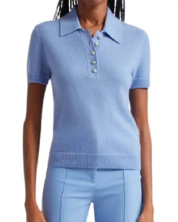 The Waterfront S01 Mae Buckley Blue Polo Top