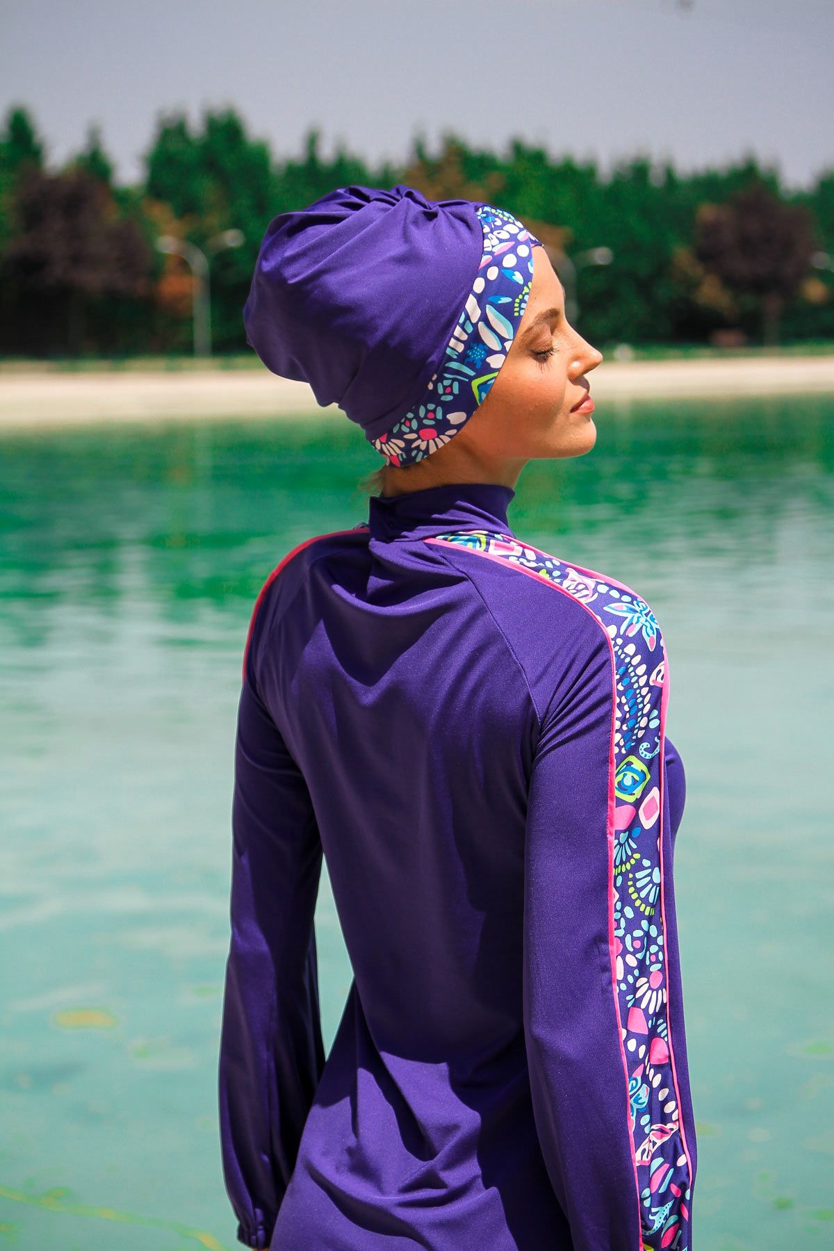 Lycra Navy Burkini Modest Swimwear M2228