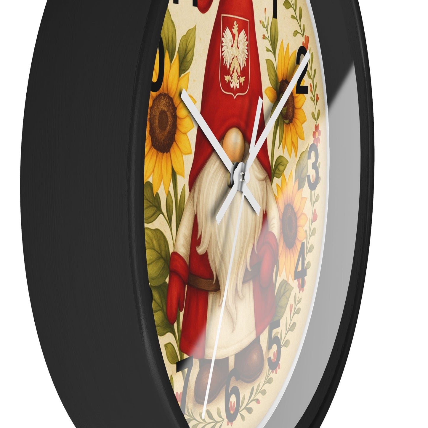 Polish Sunflower Gnome Wall Clock