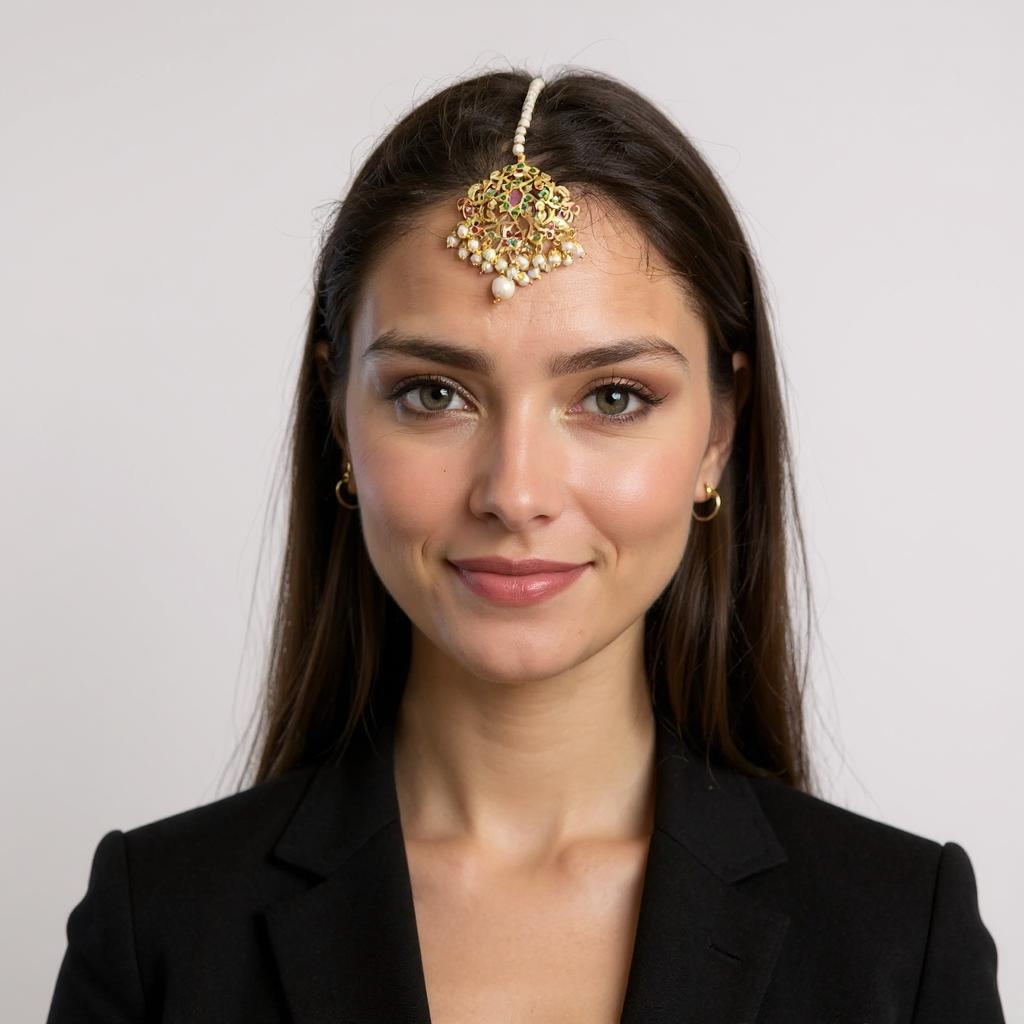 C571 Gold plated jadau choker in navratan ( READY TO SHIP )