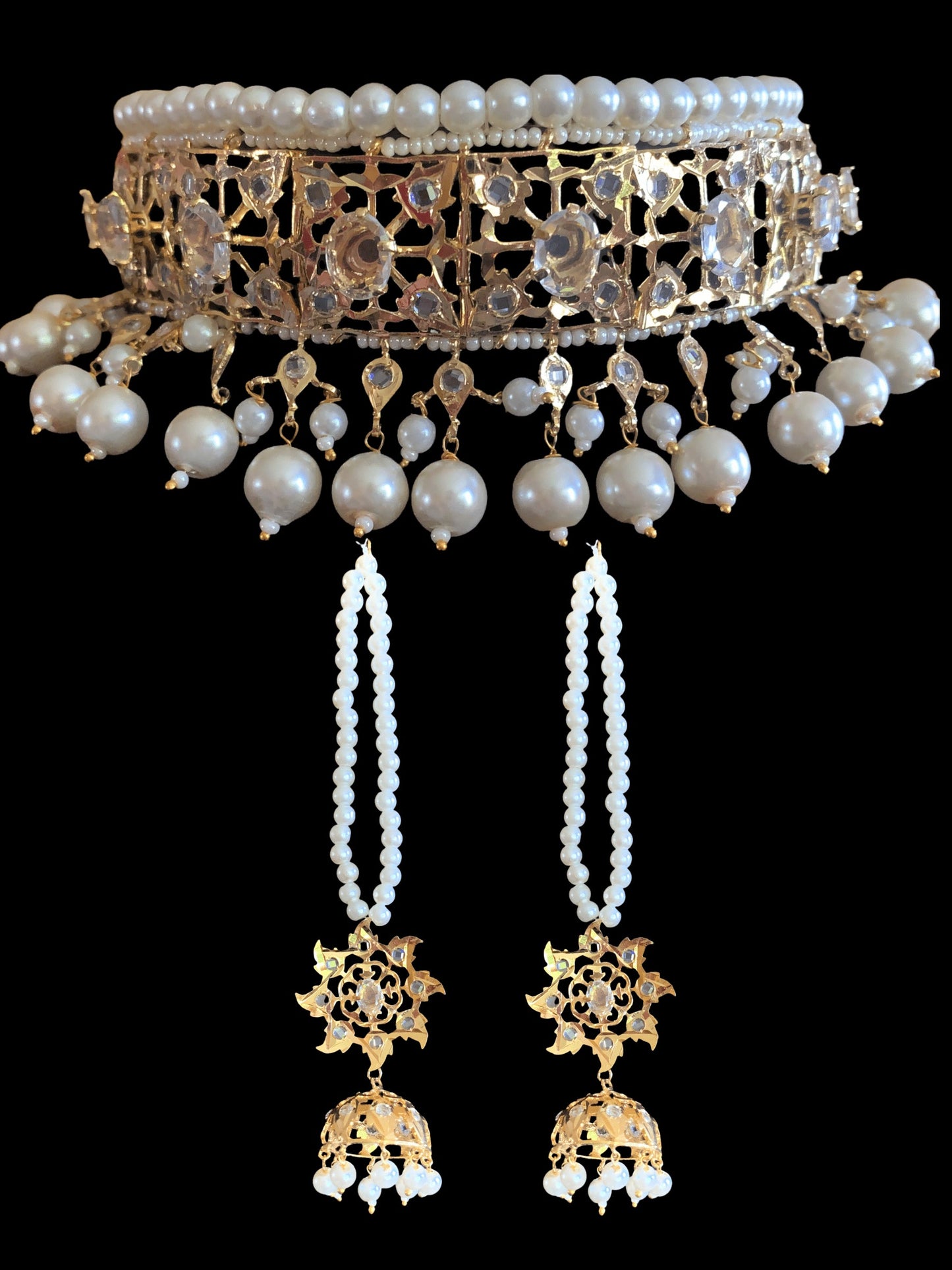 BR115 Insia jadavi lacha bridal set in pearls ( READY TO SHIP )
