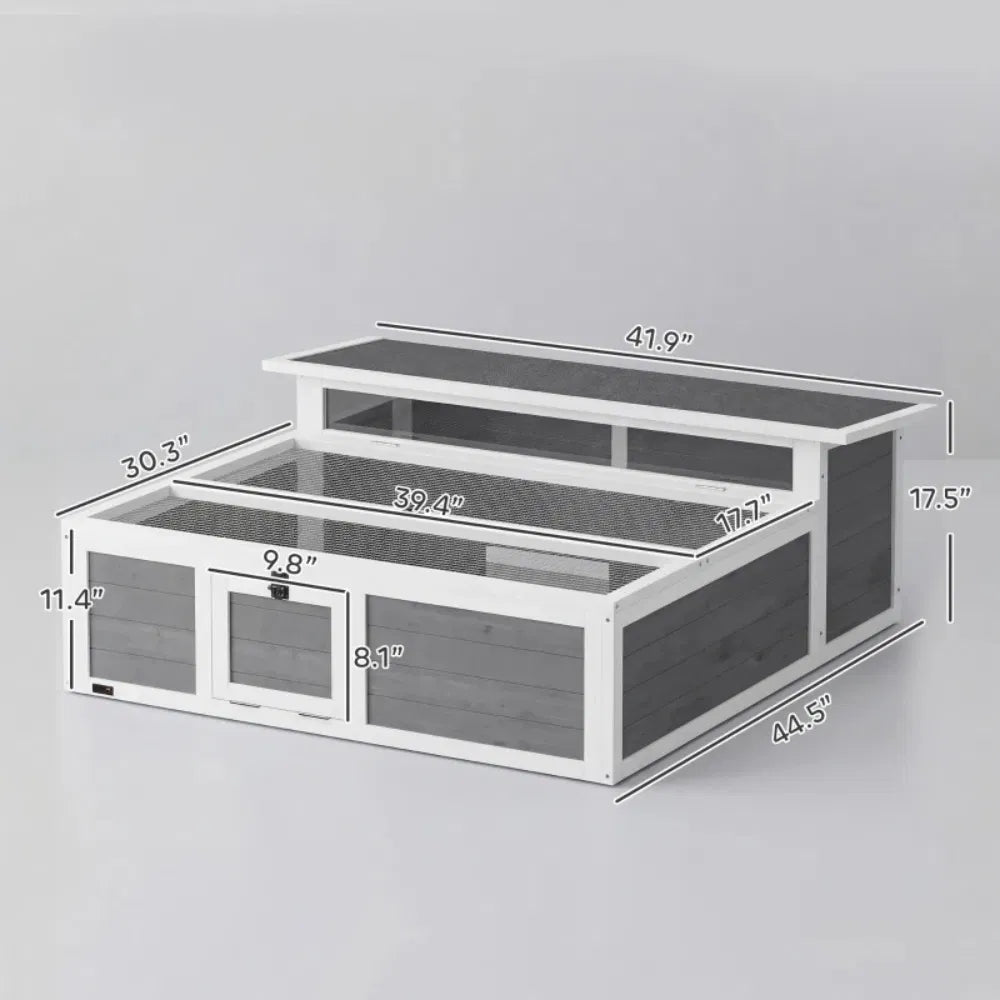 Dual-Zone Wooden Tortoise Habitat & Basking Run