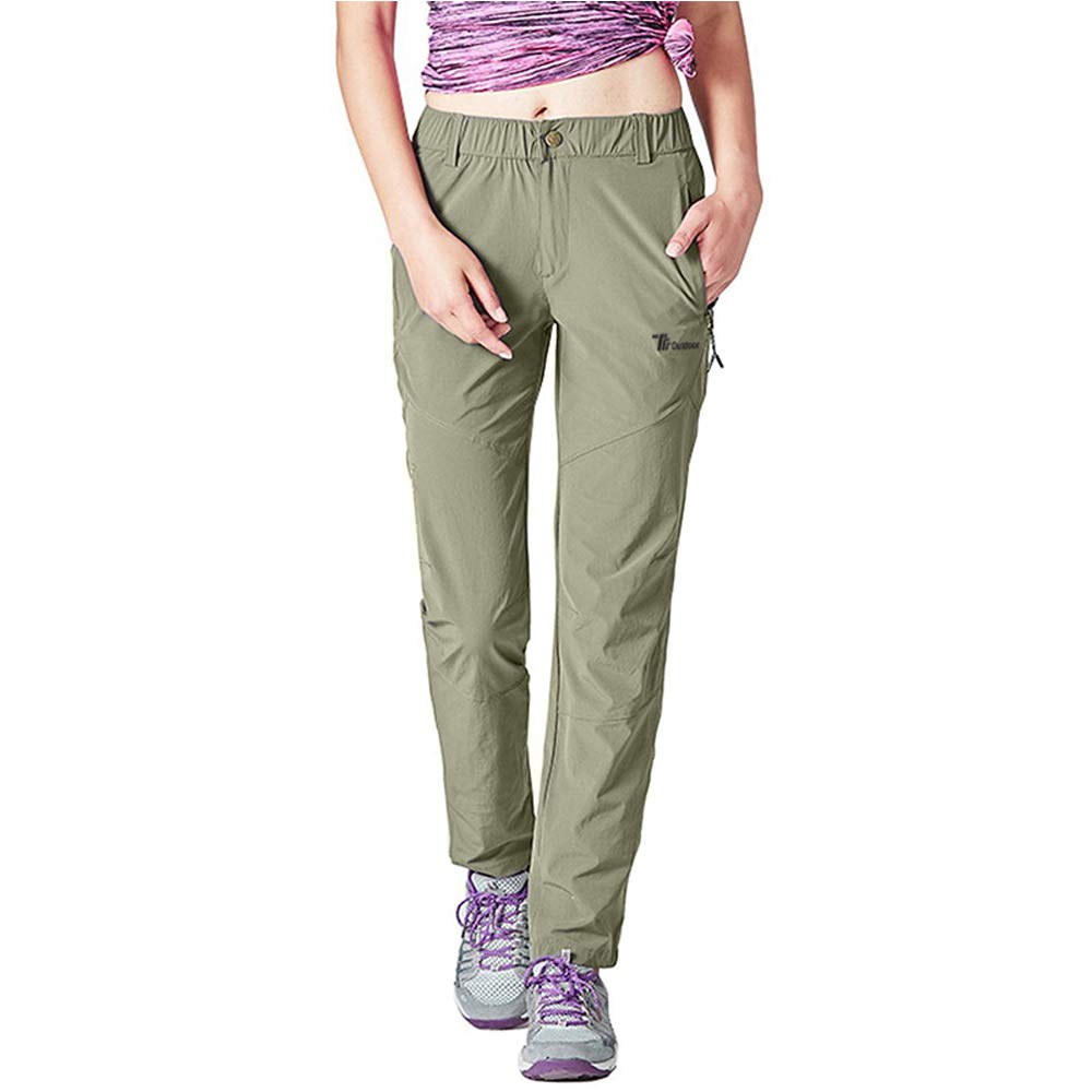 Gopune Women's Outdoor Lightweight Quick Dry Sportswear Water Resistant Hiking Pants with Pockets (Army Green,XS)