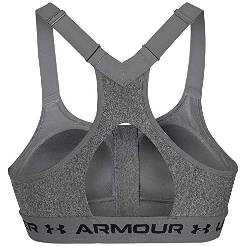 Under Armour Women's Armour High Crossback Heather Zip Bra , Charcoal Light Heather (019)/Black , 34D