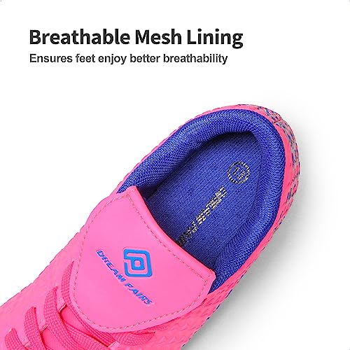 DREAM PAIRS Girls Mega-2k Soccer Cleats Football Shoes Fuchsia Royal Blue Size 2 Little Kid