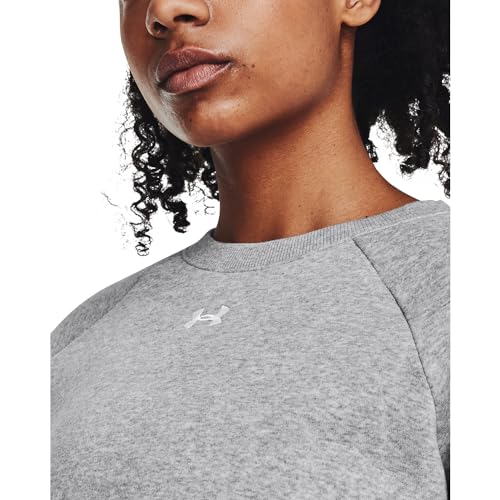 Under Armour Women's Standard Rival Fleece Crew, (012) Mod Gray Light Heather / / White, Large