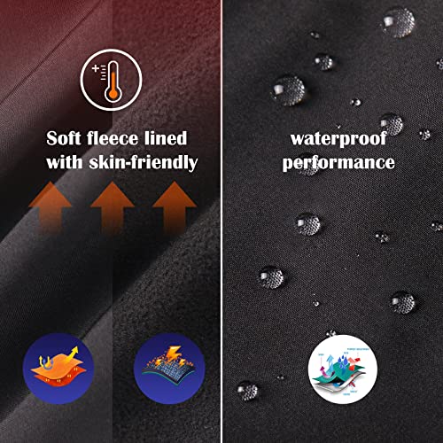 BALEAF Women's Hiking Pants Waterproof Fleece Lined Cold Weather Insulated Ski Snow Pant Warm Winter Soft Shell Black M