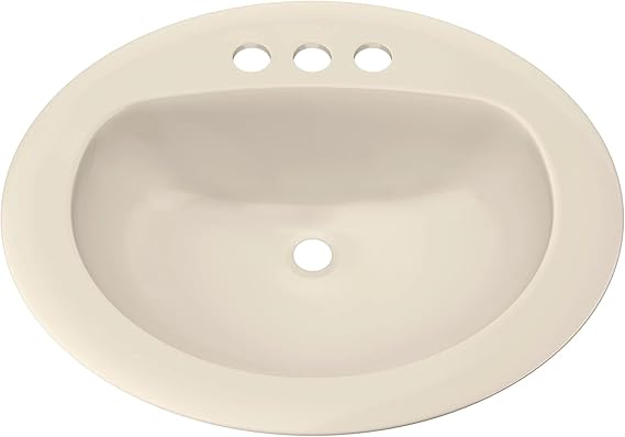 PROFLO PF20174 Rockaway 20-1/2" Oval Vitreous China Drop In Bathroom Sink with Overflow and 3 Faucet Holes at 4" Centers - Biscuit