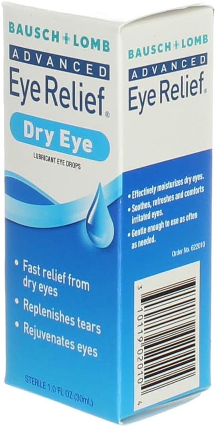 Advanced Eye Relief Eye Drops by Bausch & Lomb, for Dry Eyes & Redness Relief, 30 mL