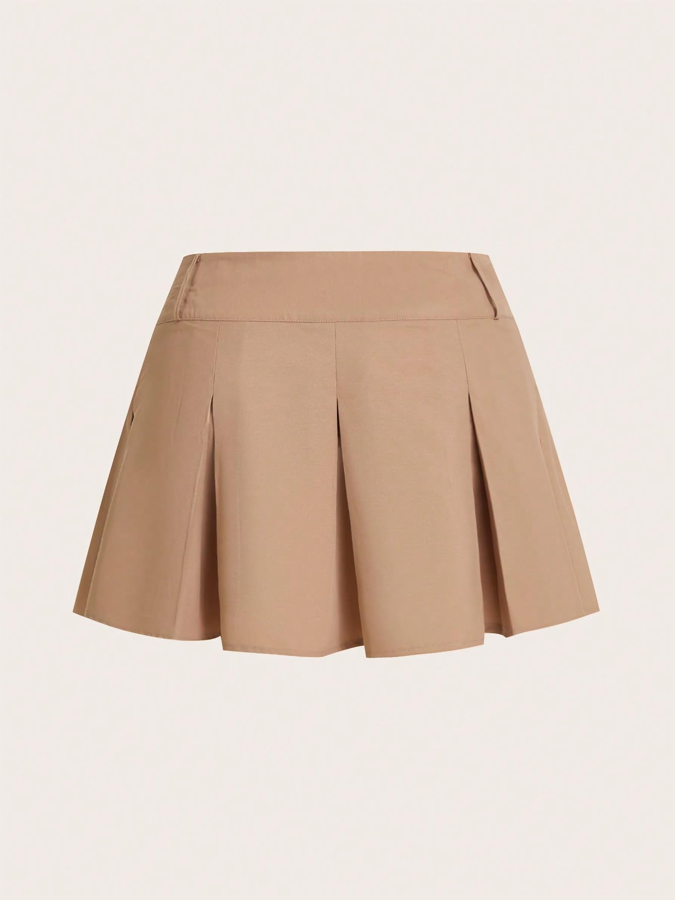 Floerns Women's Plus Size Casual Solid V Low Waist Pleated Hem A Line Mini Skirt Coffee Brown 3XL