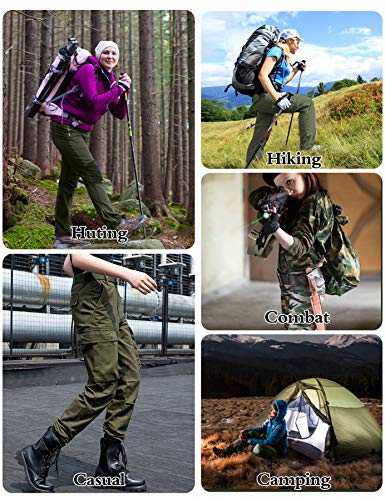 XNMAYA Cargo Pants for Women, Military Army Camo Combat Trousers,Work Camping Hiking Casual Pants with Pockets Black US 18
