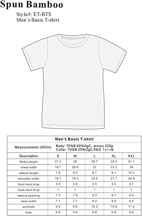 Men's Bamboo Viscose/Organic Cotton Short Sleeve Contrast Stitch T-Shirt