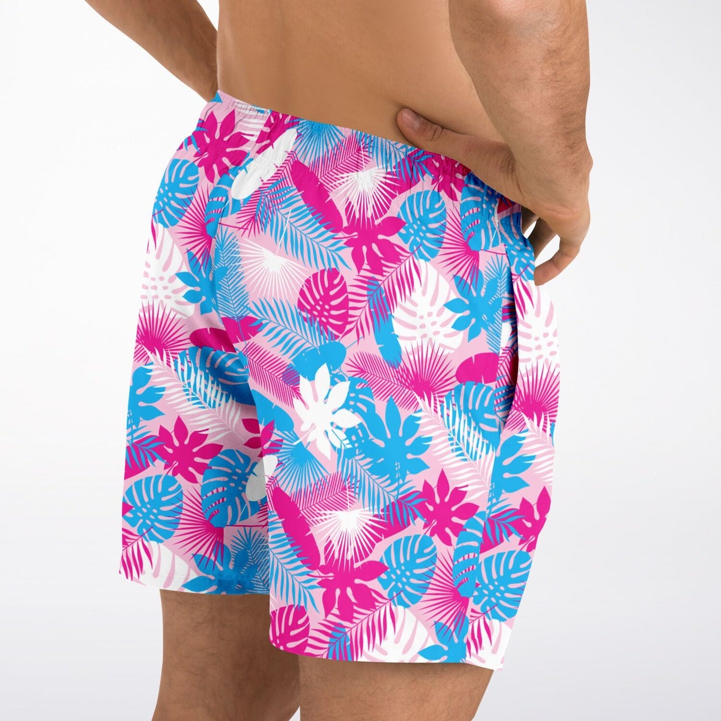 Rad Palm Neon Jungle Pink Men's Swim Trunks