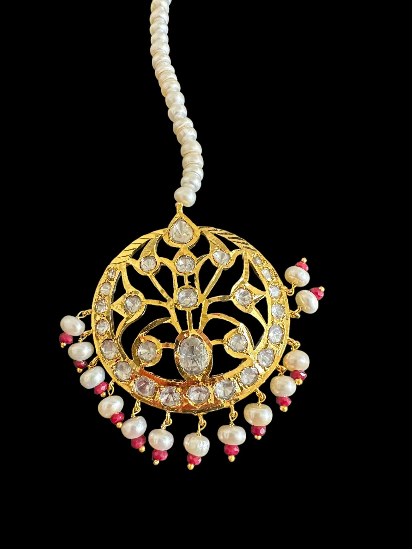 DJTK149 large tika in fresh water pearls and moissanite ( READY TO SHIP )