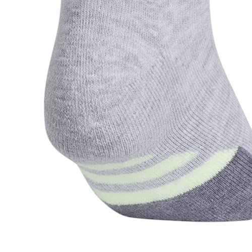 adidas Women's Cushioned II 3-Pack Low Cut, CoolLightHeather/GlowGreen/ClearLilacPurple, Medium