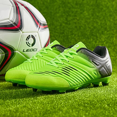 LEOCI Soccer Shoes for Boys Pink Soccer Cleats Breathable Athletic Toddler Black Football Boots for Outdoor Indoor Soccer Shoes for Girls AG/FG