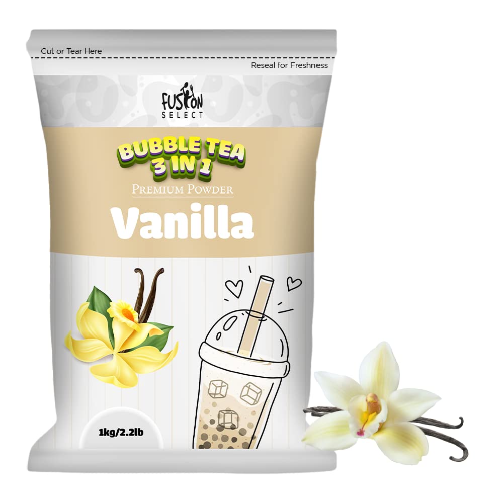 Fusion Select 2.2lb Strawberry Milk Tea Powder Flavored-3-in-1 Drink Boba Tea Powder with Cream & Sugar - Instant Pre-Mixed Beverage for Hot or Cold Blends or Yummy Frappes Bubble Tea