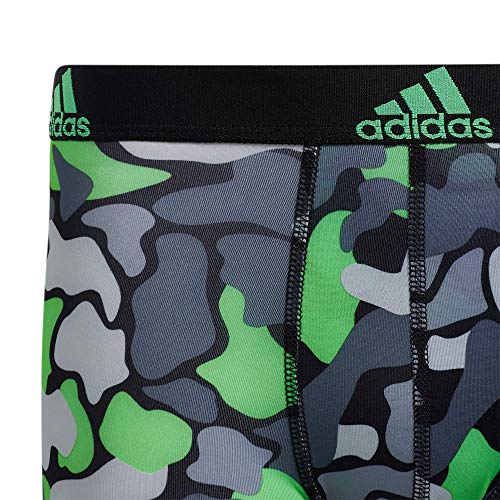 adidas Boys' Youth Performance Graphic 4-Pack Boxer Brief, Grey/Black/Nomad Camo Green, Small